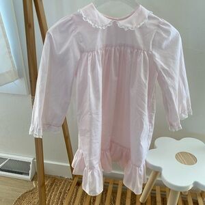 Vintage Bryan Girls Pink ruffle Long Sleeve Lace Trim nightgown